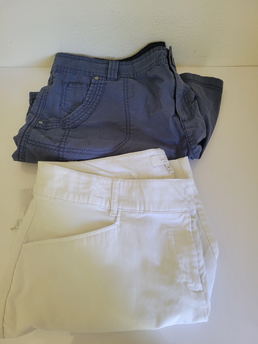 2 Pair Womens Shorts Blue and White